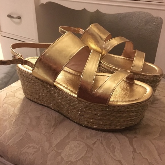 Clée Shoes - ✨New • Gold Platform Espedrilles Sandals by Clée
